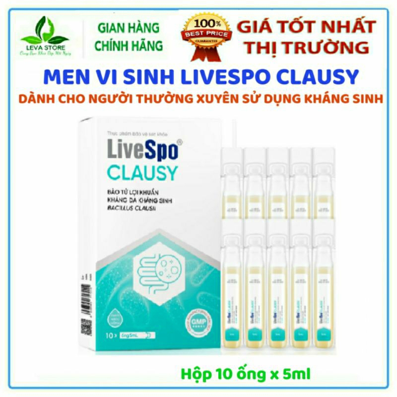 Men vi sinh LiveSpo Clausy , giảm rối loạn tiêu hóa cho người uống kháng sinh hộp 10 ống x 5ml