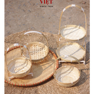 Giỏ tre đựng đồ đáy sâu hoa quả, hành tỏi xinh xắn