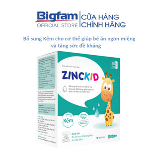 Kẽm tăng sức đề kháng ZINC KID Bigfam giúp bé ăn ngon miệng(Hộp 4 vỉ x 5 ống x 10ml)
