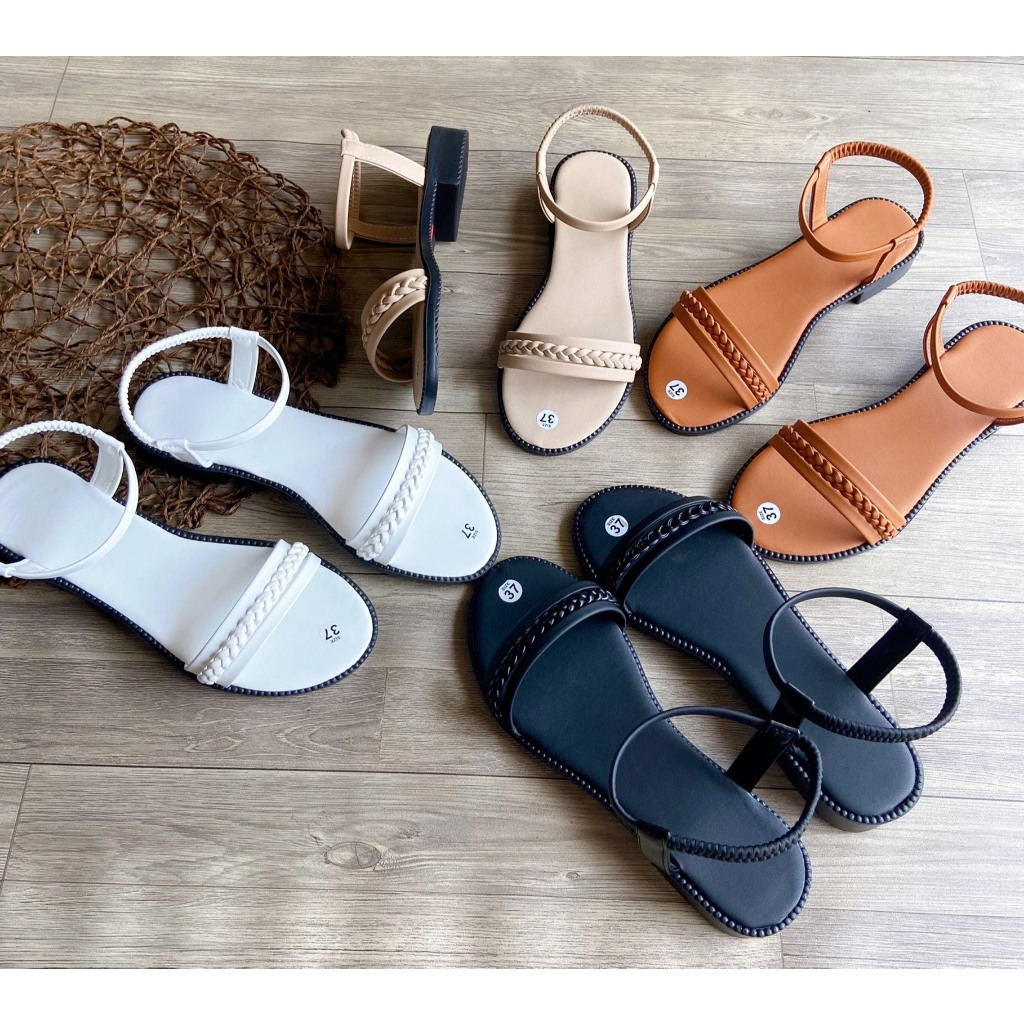 Rẻ Bất Ngờ ⚡Giày Sandal Nữ Cao 3P Thiết Kế 3 Dây Ngang Cao Cấp , Đi Học _Đi Chơi {Ảnh Thật Do Shop Chụp}
