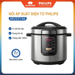 Nồi áp suất điện tử Philips HD2237, 6L - 1300W, đa dạng menu nấu, giữ nhiệt 24h, bảo hành 2 năm | Hàng chính hãng
