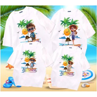 Áo gia đình 4 người đi biển , áo đi biển gia đình, áo thun gia đình đi biển chất cotton mịn mát giá sĩ