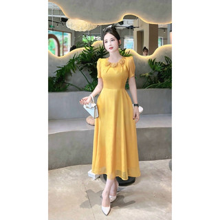 Đầm voan thiết kế cổ kết hoa cao cấp