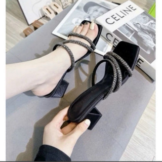 Giày cao gót quai đá, guốc nữ gót vuông mã H95