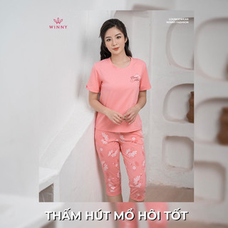 Bộ áo cộc tay quần ngố chất liệu cotton hoạ tiết WONNER