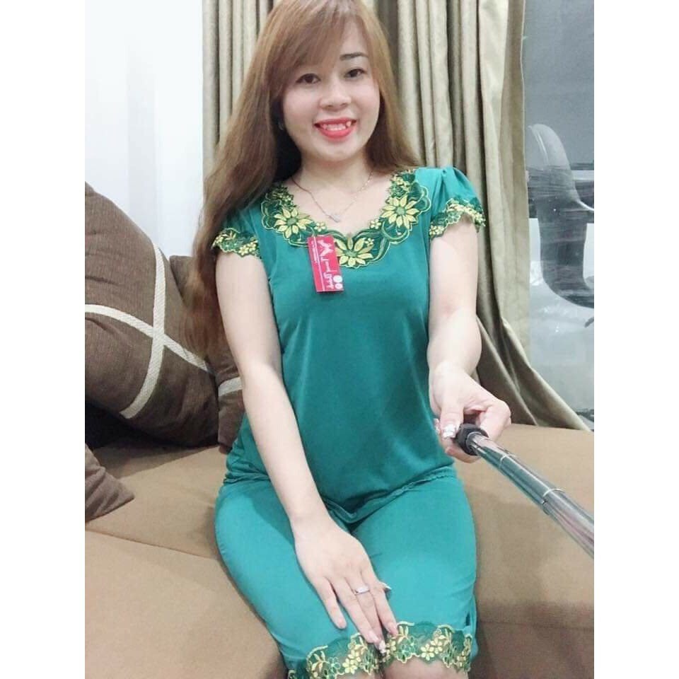 Đồ Bộ Nữ Bộ Nữ Hoa Nhí Lụa Thái Nhập Khẩu Tay Cánh Tiên Mặc Nhà Dễ Thương Từ 40-65kg