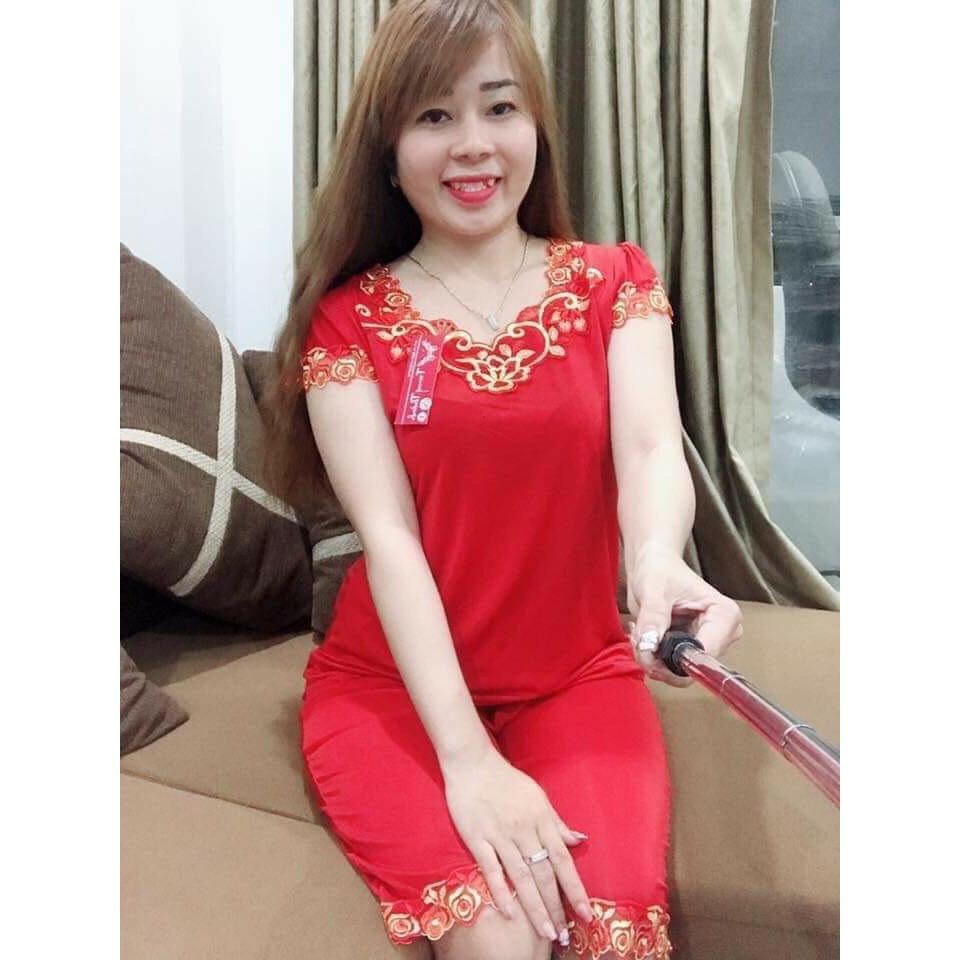 Đồ Bộ Nữ Bộ Nữ Hoa Nhí Lụa Thái Nhập Khẩu Tay Cánh Tiên Mặc Nhà Dễ Thương Từ 40-65kg