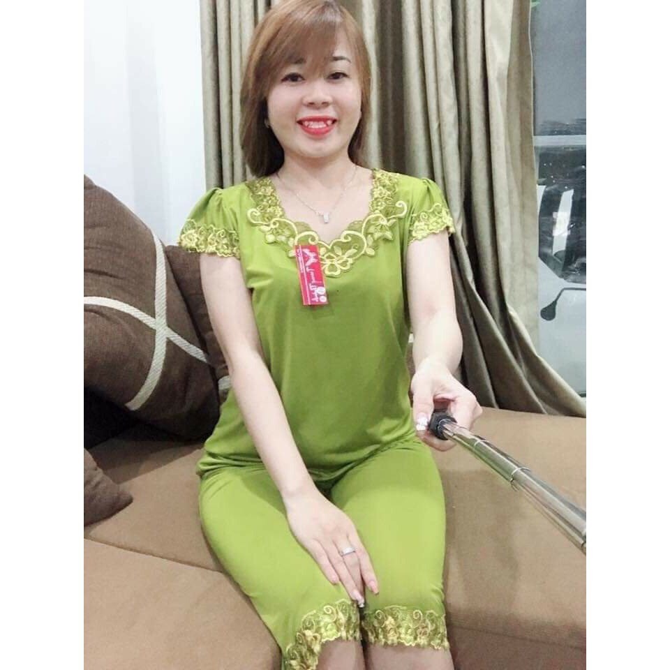 Đồ Bộ Nữ Bộ Nữ Hoa Nhí Lụa Thái Nhập Khẩu Tay Cánh Tiên Mặc Nhà Dễ Thương Từ 40-65kg