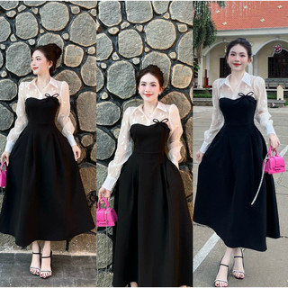 👒 A529 VÁY XOÈ DÀI PHỐI REN HOA  CAO CẤP