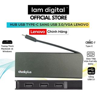 HUB Chuyển Mở Rộng Type-C Sang USB 3.0 và VGA Chính Hãng LENOVO Thinkplus
