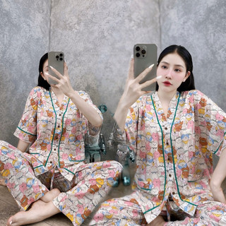 Bộ đồ Tole -lanh tay cánh dơi quần dài viền F21 VNXK