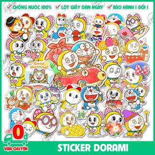 Combo 100 sticker MÈO MÁY VÀNG hình dán decal chủ đề đô rê mi dorami em đô rê mon doraemon ngộ nghĩnh doremi