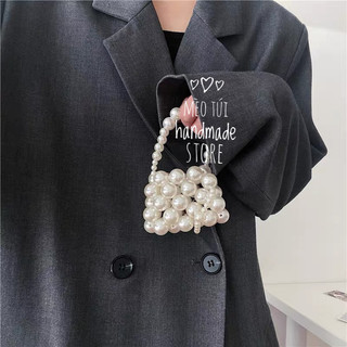 Túi xách tay mini đính ngọc trai dễ thương cho bé gái