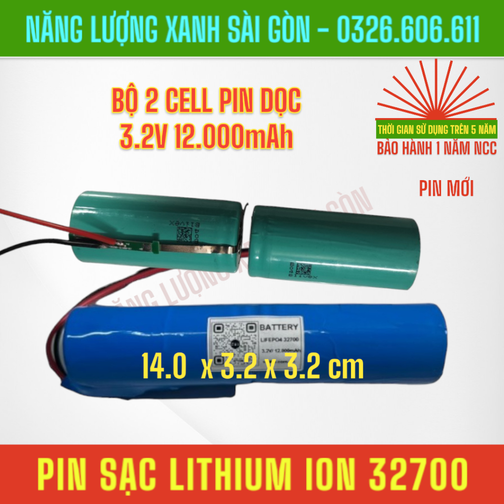Pin chất lượng cao Life04 32700 3.2v bộ 2cell pin ghép dọc dùng cho đèn năng lượng mặt trời, đèn pha 20w 40w