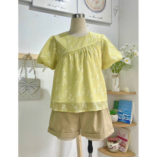 Áo babydoll tay phồng bí hoa nhí