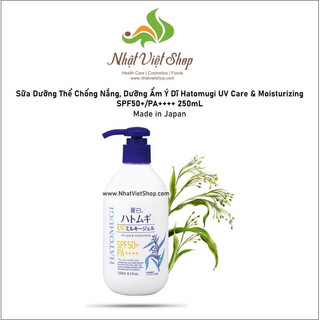 Sữa Dưỡng Thể Chống Nắng, Dưỡng Ẩm Ý Dĩ Hatomugi UV Care & Moisturizing SPF50+/PA++++ 250mL