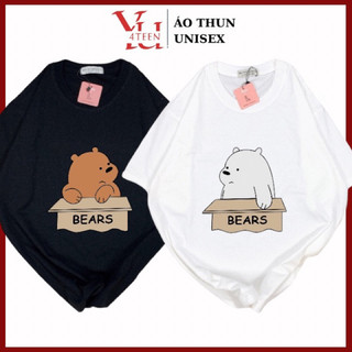 Áo Thun PHÔNG UNISEX in Decal GẤU TRẮNG GẤU NÂU COUPLE ĐÔI BEAR - Hình chụp thật (Đủ size M-L-XL-XXL BIGSIZE)