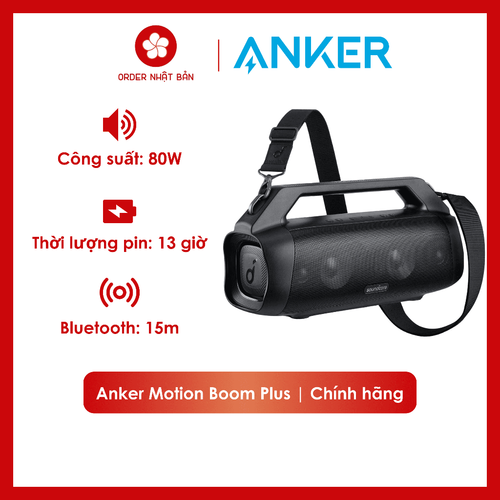 [CAM KẾT CHÍNH HÃNG] Loa bluetooth di động Anker Soundcore Motion Boom Plus - Âm thanh nổi 80w - Côn