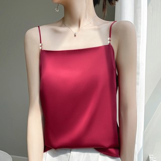 Áo hai dây nữ đính ngọc trai lụa satin cao cấp mặc trong áo blazer, chất vải mịn, mát - AO0032