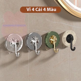 Móc dán tường vỉ 4 cái hàng cao cấp cực dính - móc treo đồ cao cấp vỉ 4 cái kiểu dáng tròn