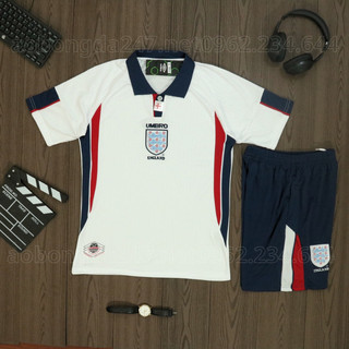 Bộ Áo Đá Bóng Đá Banh Đội Tuyển Anh Trắng Có túi Cổ Ngắn Tay Bản UMBRO CAO CẤP 1998