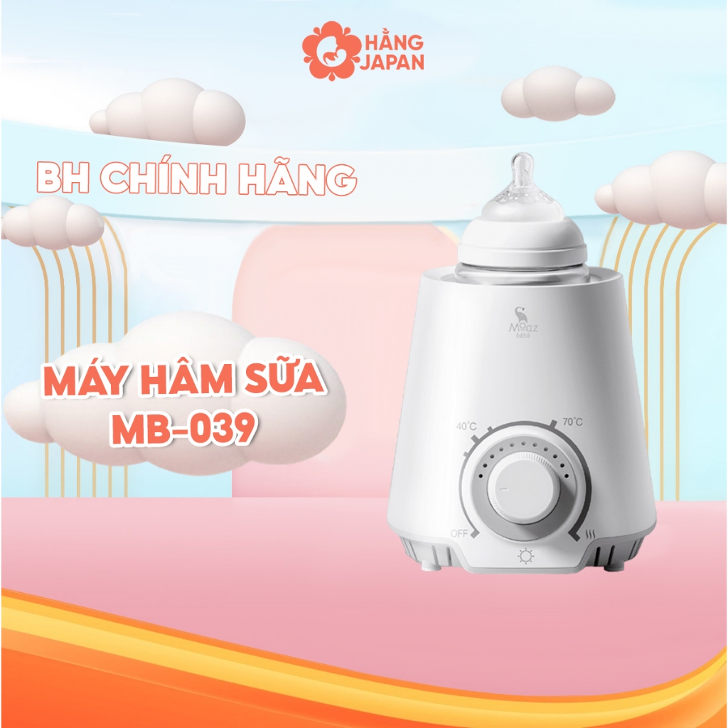 Máy hâm sữa, đồ ăn dặm nhỏ gọn kết hợp tiệt trùng hơi nước Moaz Bébé MB039 hâm được 37-70 độ C - Bảo