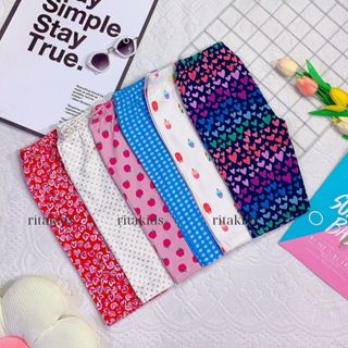 Set 5 quần legging lửng bé gái siêu mềm co giãn 4 chiều họa tiết xinh xắn 9-40kg