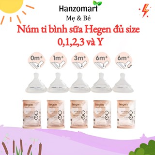 Núm ti bình sữa Hegen cho bé, núm ty thay thế số 0, 1, 2, 3 và Y cắt - hanzo2009