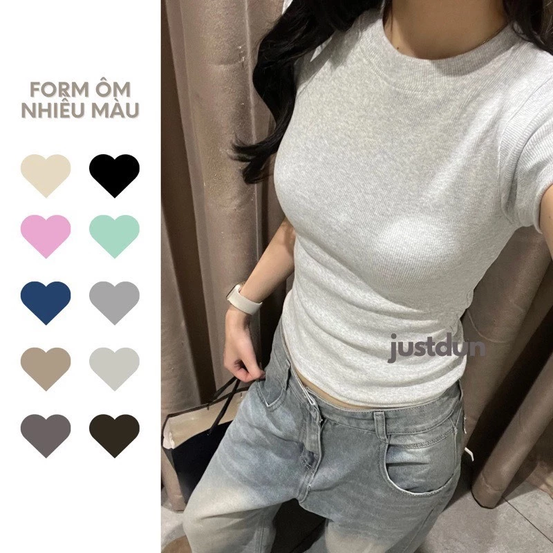 Áo thun nữ baby tee trơn form ôm đủ màu basic chất liệu thun tăm co giãn Jun Store 4149 P13K1