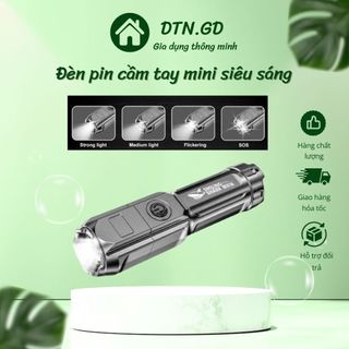 Đèn pin siêu sáng chống nước, đèn pin đa năng kèm sạc dự phòng, Đèn pin cầm tay siêu sáng,Đèn Pin Tích điện pin trâu