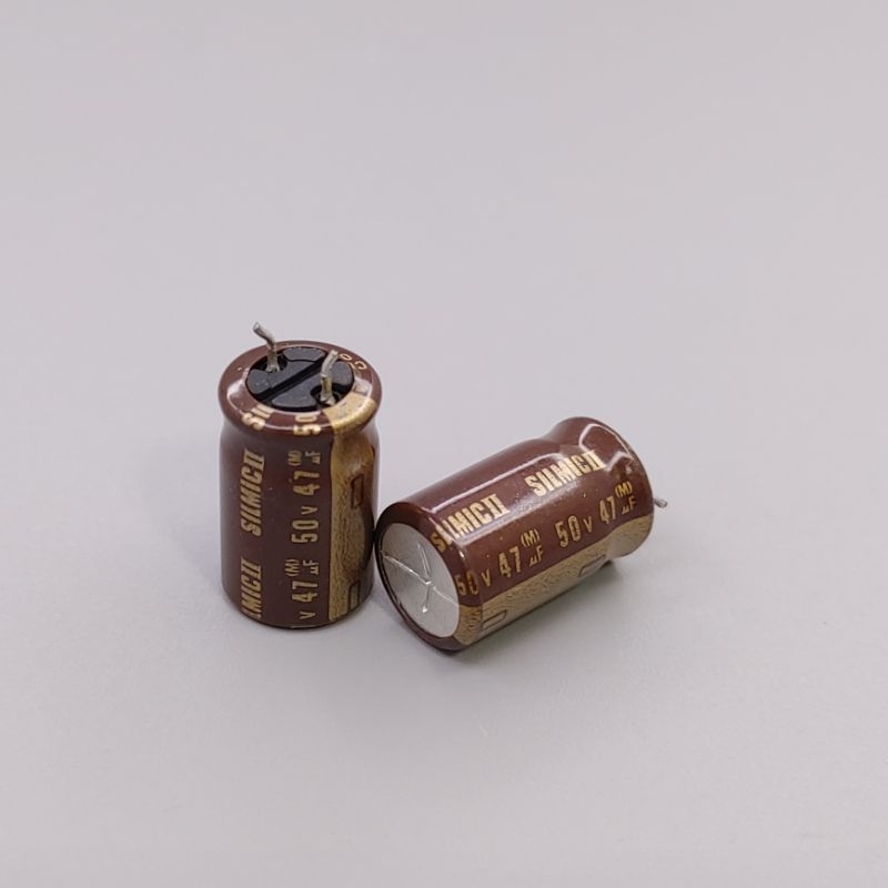 Cặp tụ điện Elna Silmic II chữ vàng 47uF 50V tháo máy (2 con)