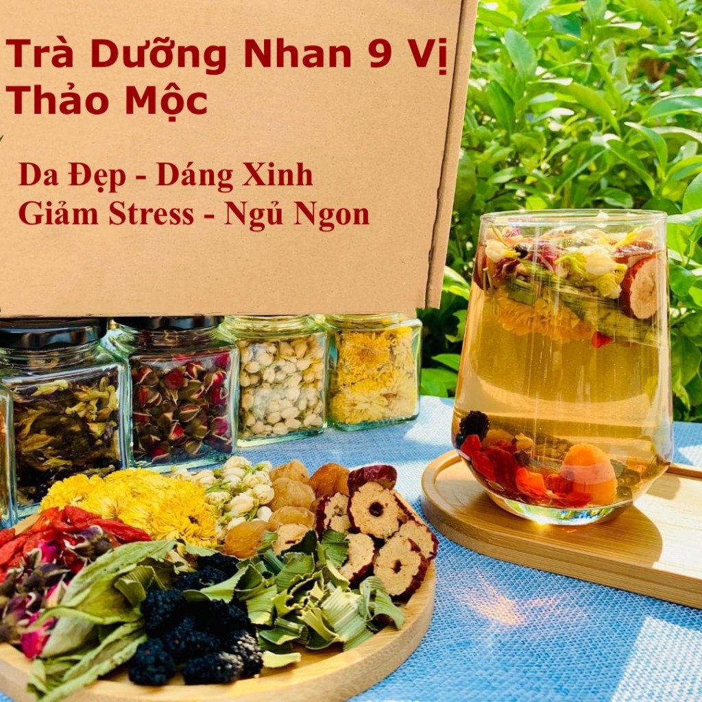 Trà Dưỡng Nhan 9 Vị Thảo Mộc An Việt, Giữ Dáng, Đẹp Da, Mát Gan Thanh Lọc Cơ Thể
