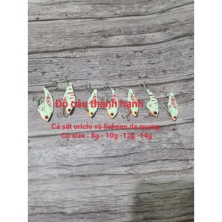 Cá sắt câu lure orichi và fishsen dạ quang có size 8g- 10g - 12g -14g.