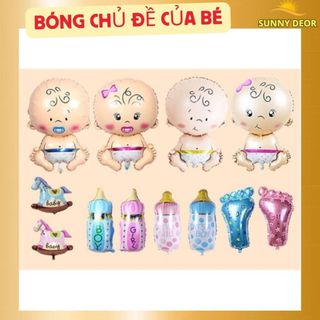 Bóng sinh nhật bé gái bé trai trang trí chủ đề nôi thôi đầy tháng, Decor góc của bé