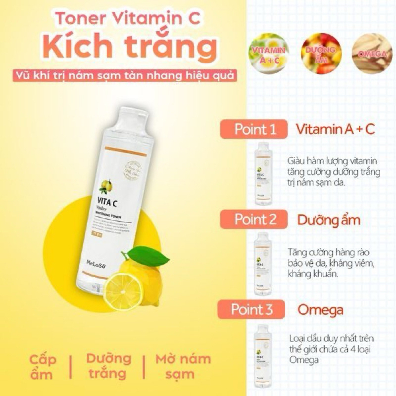 Toner Trắng Da Meloso Vita C Vitality Whitening Toner
