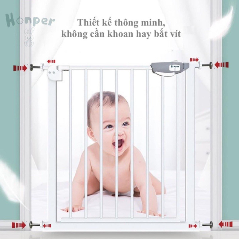 Thanh chắn cầu thang, cửa Honper( kích cỡ cầu thang to hơn có thể mua thêm thanh nối rời)