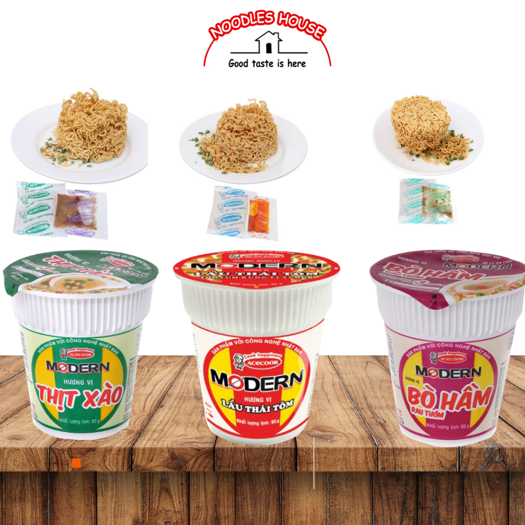 Mì Modern Lẩu Thái Tôm Chua Cay Mì Ly Modern Thịt Xào Bò Hầm Các Loại - Ly 65g