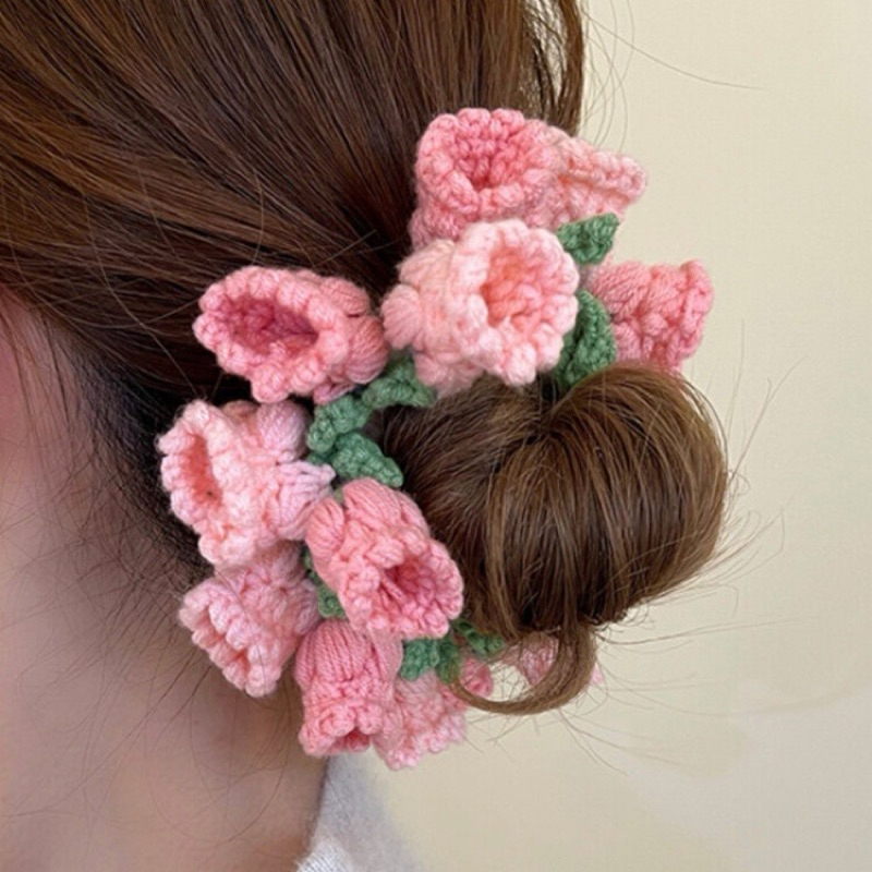 Cột tóc hoa bằng len móc 🧶 🌹🌹🌹
