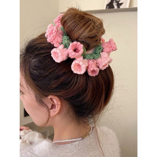 Cột tóc hoa bằng len móc 🧶 🌹🌹🌹