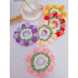 Cột tóc hoa bằng len móc 🧶 🌹🌹🌹