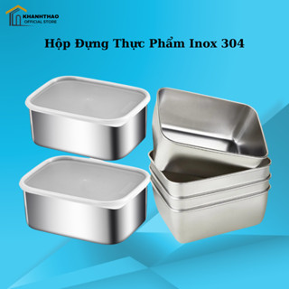 Hộp đựng thực phẩm tủ lạnh kèm nắp nhựa chất liệu inox 304 dùng được cho lò vi sóng - K209
