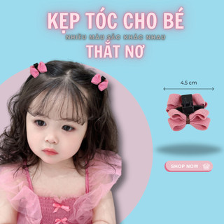 Kẹp tóc nơ xinh xắn cho bé gái, kẹp tóc nơ màu trơn phong cách Hàn Quốc