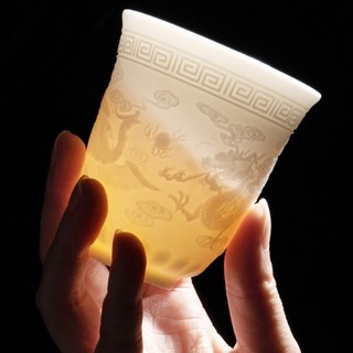 Chén Sứ Cảnh Đức Dùng Thưởng Trà (Chén Chủ Nhân Bằng Sứ Trắng Tinh Khiết Ánh Sáng Có Thể Lọt Qua)