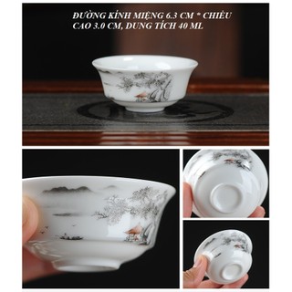 Bộ Ấm Chén Khải Pha Trà Bằng Sứ Trắng