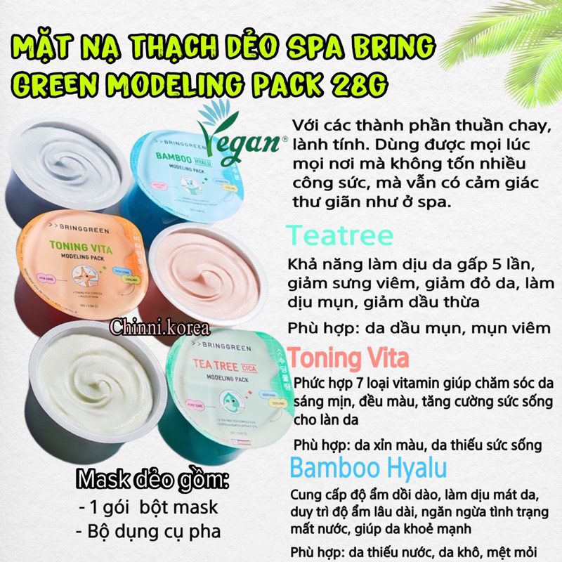 Mặt nạ thạch dẻo MODELING PACK BRING GREEN
