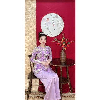 BỘ BÀ BA VẢI LỤA HỌA TIẾT VÀ CHẤM BI MẪU 2