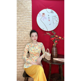 BỘ BÀ BA VẢI LỤA HỌA TIẾT VÀ CHẤM BI MẪU 2