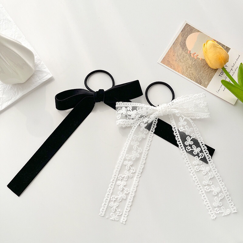 Cột tóc nơ tiểu thư chất ren cực dễ thương