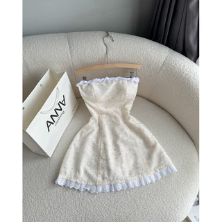 Đầm hoa nhí cúp ngực viền trắng Anna - Jayci