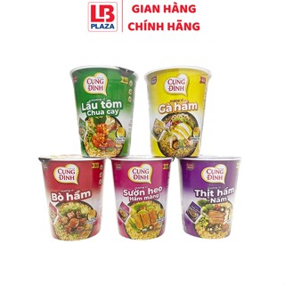 Mì ly Cung Đình 65g (Bò hầm, Sườn heo hầm măng, Thịt hầm nấm, Gà hầm, Lẩu tôm chua cay)